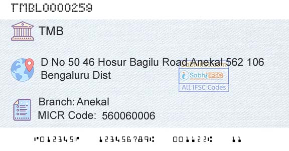 Tamilnad Mercantile Bank Limited AnekalBranch 