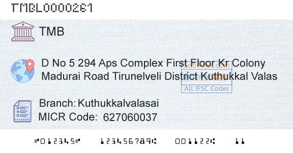 Tamilnad Mercantile Bank Limited KuthukkalvalasaiBranch 