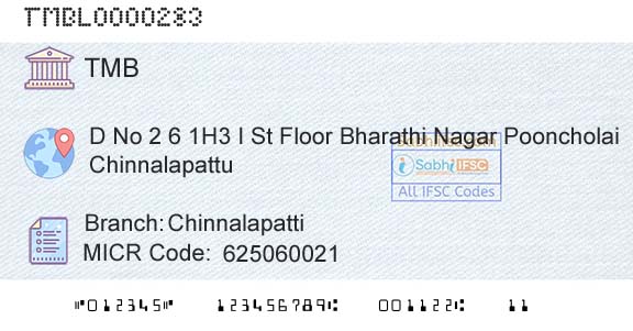 Tamilnad Mercantile Bank Limited ChinnalapattiBranch 