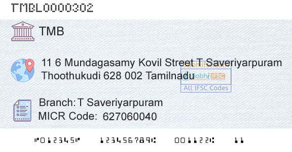 Tamilnad Mercantile Bank Limited T SaveriyarpuramBranch 