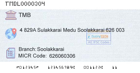 Tamilnad Mercantile Bank Limited SoolakkaraiBranch 