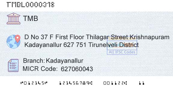 Tamilnad Mercantile Bank Limited KadayanallurBranch 