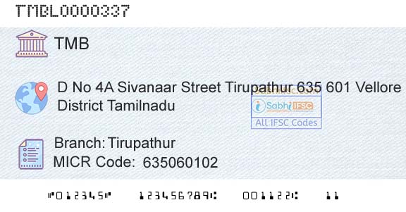 Tamilnad Mercantile Bank Limited TirupathurBranch 