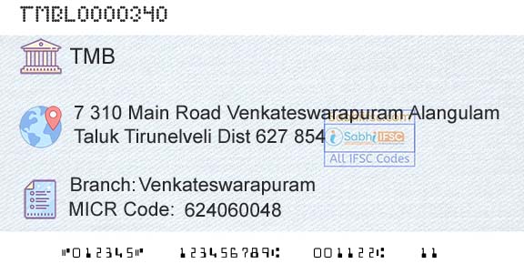 Tamilnad Mercantile Bank Limited VenkateswarapuramBranch 