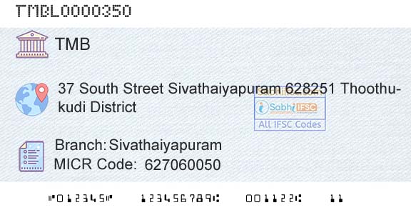 Tamilnad Mercantile Bank Limited SivathaiyapuramBranch 