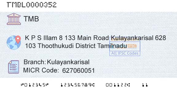 Tamilnad Mercantile Bank Limited KulayankarisalBranch 