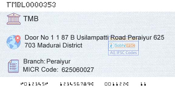Tamilnad Mercantile Bank Limited PeraiyurBranch 