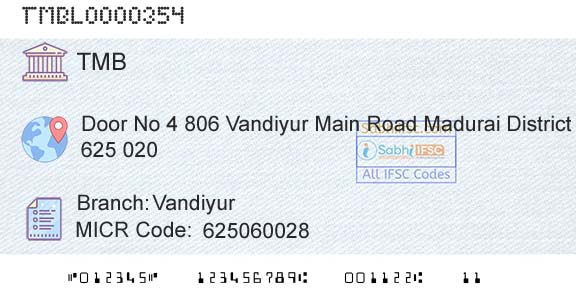 Tamilnad Mercantile Bank Limited VandiyurBranch 