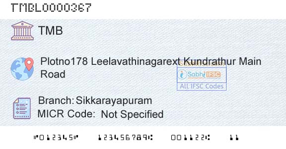 Tamilnad Mercantile Bank Limited SikkarayapuramBranch 