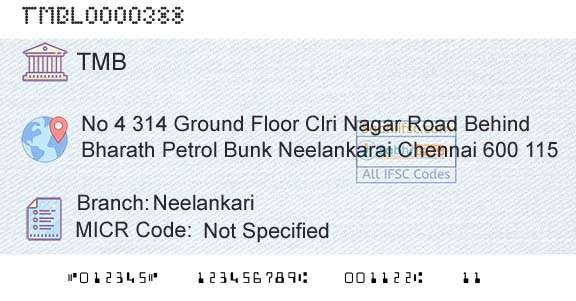 Tamilnad Mercantile Bank Limited NeelankariBranch 