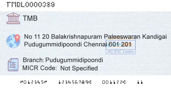 Tamilnad Mercantile Bank Limited PudugummidipoondiBranch 