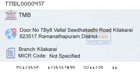 Tamilnad Mercantile Bank Limited KilakaraiBranch 