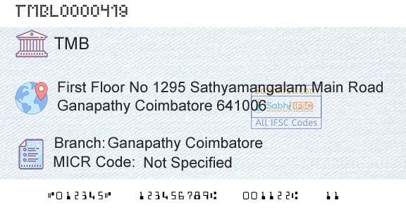 Tamilnad Mercantile Bank Limited Ganapathy CoimbatoreBranch 