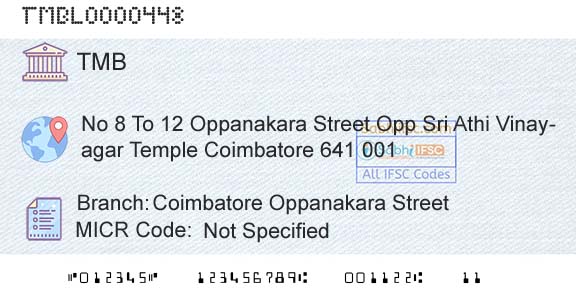 Tamilnad Mercantile Bank Limited Coimbatore Oppanakara StreetBranch 