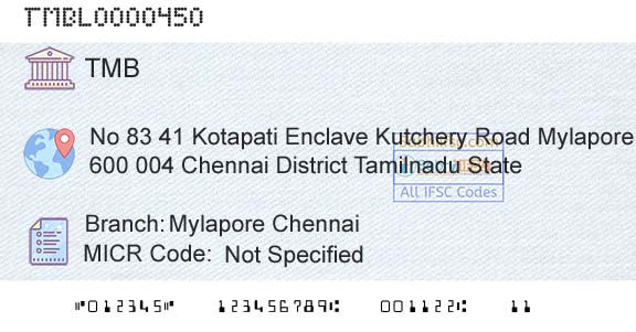 Tamilnad Mercantile Bank Limited Mylapore ChennaiBranch 