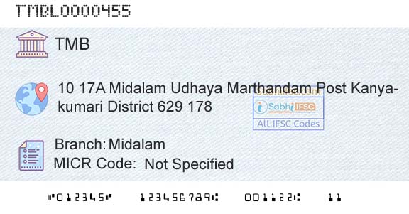 Tamilnad Mercantile Bank Limited MidalamBranch 