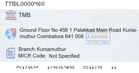 Tamilnad Mercantile Bank Limited KuniamuthurBranch 
