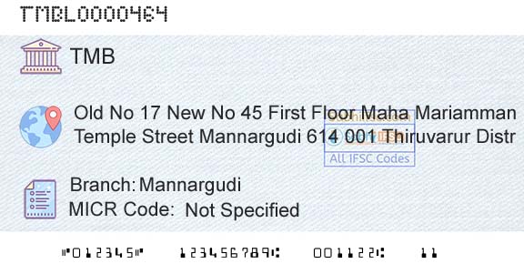 Tamilnad Mercantile Bank Limited MannargudiBranch 