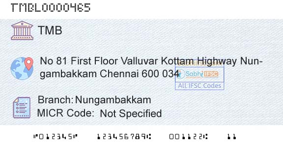 Tamilnad Mercantile Bank Limited NungambakkamBranch 