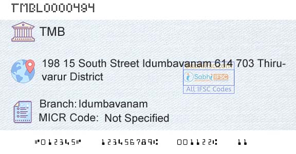 Tamilnad Mercantile Bank Limited IdumbavanamBranch 