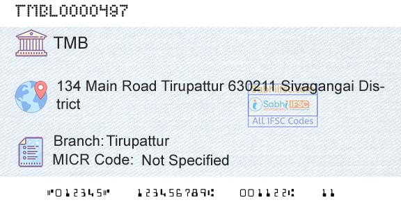 Tamilnad Mercantile Bank Limited TirupatturBranch 