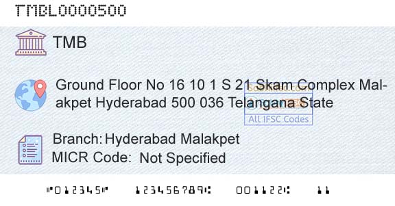 Tamilnad Mercantile Bank Limited Hyderabad MalakpetBranch 