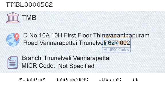 Tamilnad Mercantile Bank Limited Tirunelveli VannarapettaiBranch 