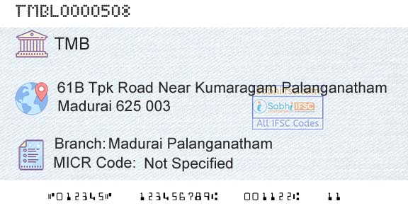 Tamilnad Mercantile Bank Limited Madurai PalanganathamBranch 