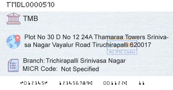 Tamilnad Mercantile Bank Limited Trichirapalli Srinivasa NagarBranch 