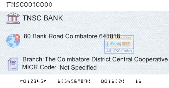 The Tamil Nadu State Apex Cooperative Bank The Coimbatore District Central Cooperative Bank LBranch 