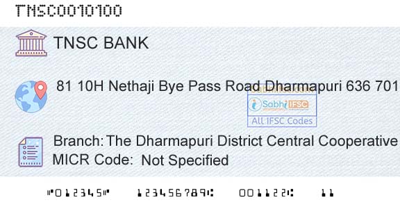 The Tamil Nadu State Apex Cooperative Bank The Dharmapuri District Central Cooperative Bank LBranch 