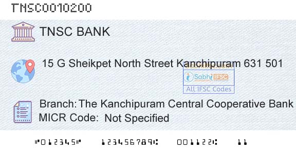 The Tamil Nadu State Apex Cooperative Bank The Kanchipuram Central Cooperative Bank Ltd Branch 