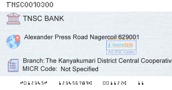 The Tamil Nadu State Apex Cooperative Bank The Kanyakumari District Central Cooperative Bank Branch 