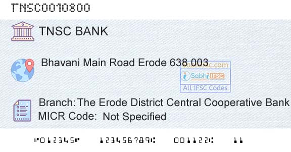 The Tamil Nadu State Apex Cooperative Bank The Erode District Central Cooperative Bank Ltd Branch 