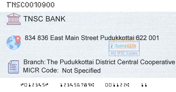 The Tamil Nadu State Apex Cooperative Bank The Pudukkottai District Central Cooperative Bank Branch 