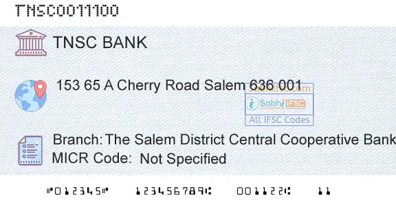The Tamil Nadu State Apex Cooperative Bank The Salem District Central Cooperative Bank Ltd Branch 