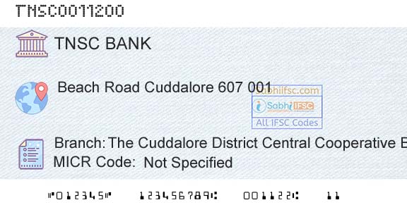 The Tamil Nadu State Apex Cooperative Bank The Cuddalore District Central Cooperative Bank LtBranch 