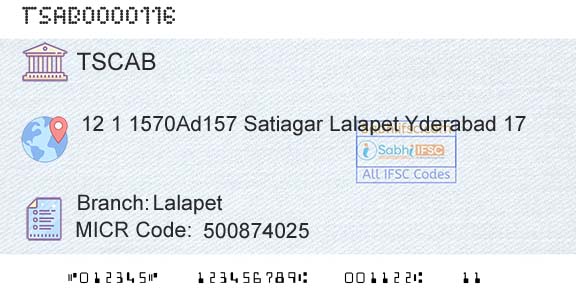 Telangana State Coop Apex Bank LalapetBranch 