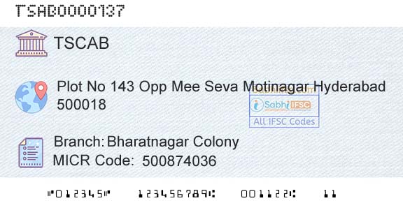 Telangana State Coop Apex Bank Bharatnagar ColonyBranch 