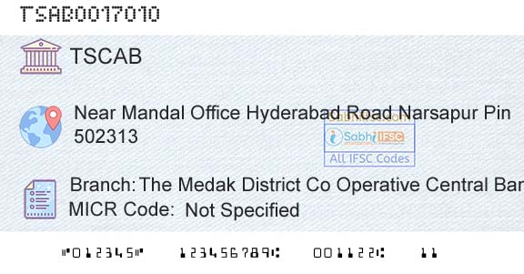 Telangana State Coop Apex Bank The Medak District Co Operative Central Bank Ltd NBranch 
