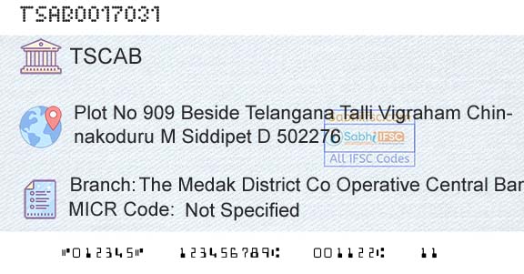 Telangana State Coop Apex Bank The Medak District Co Operative Central Bank Ltd CBranch 