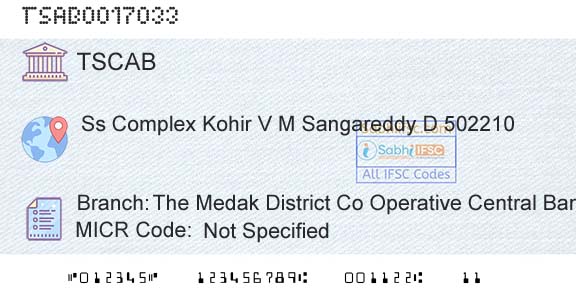 Telangana State Coop Apex Bank The Medak District Co Operative Central Bank Ltd KBranch 