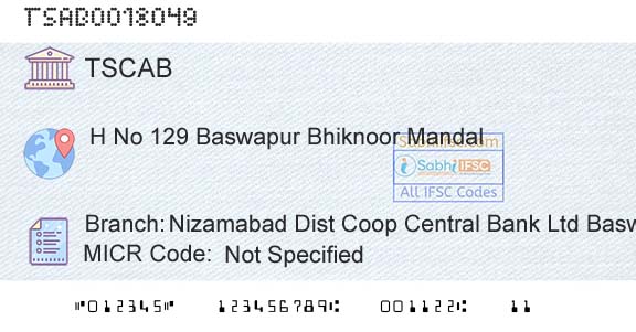 Telangana State Coop Apex Bank Nizamabad Dist Coop Central Bank Ltd BaswapurBranch 