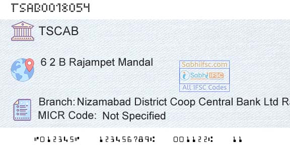 Telangana State Coop Apex Bank Nizamabad District Coop Central Bank Ltd RajampetBranch 