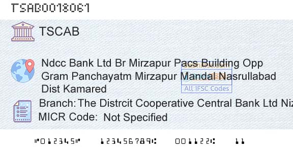 Telangana State Coop Apex Bank The Distrcit Cooperative Central Bank Ltd NizamabaBranch 