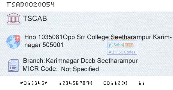 Telangana State Coop Apex Bank Karimnagar Dccb SeetharampurBranch 