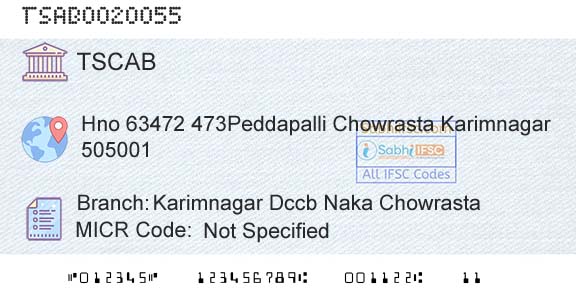 Telangana State Coop Apex Bank Karimnagar Dccb Naka ChowrastaBranch 