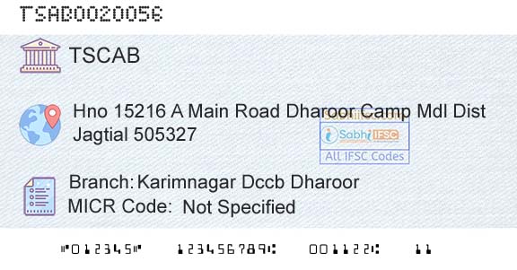 Telangana State Coop Apex Bank Karimnagar Dccb DharoorBranch 