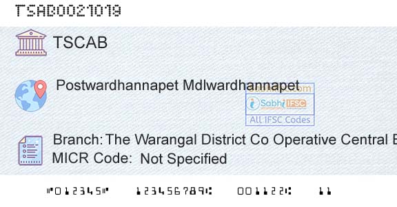 Telangana State Coop Apex Bank The Warangal District Co Operative Central Bank LtBranch 