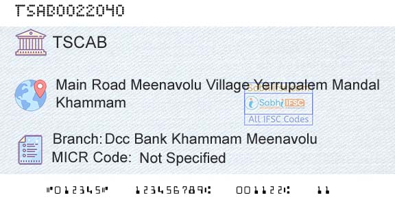 Telangana State Coop Apex Bank Dcc Bank Khammam MeenavoluBranch 
